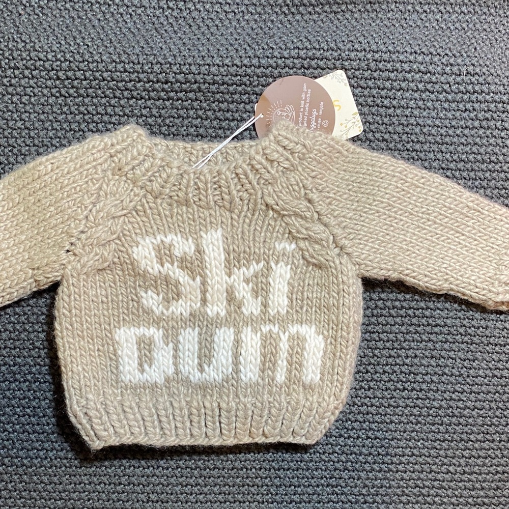 Huggalugs Ski Bum Knit Sweater with White Text